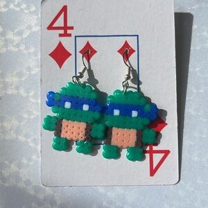 Teenage Mutant Ninja Turtles Earrings | Handmade Soft Mini Perler Bead Earrings